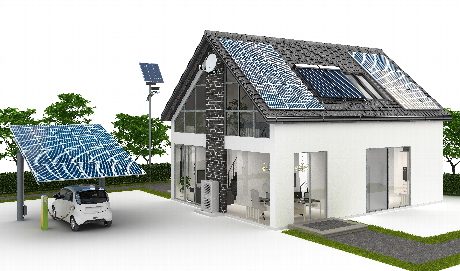 Carport mit Photovoltaikanlage zur elektrischen Betankung